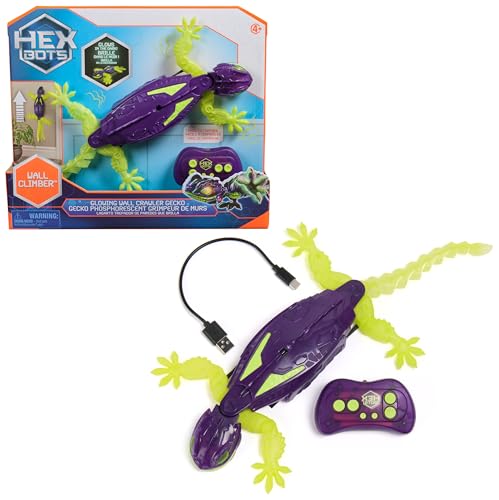 Hex Bots Wandflitzer Gecko Glow-in-the Dark RC-Gecko mit LED-Augen & Glow-in-the-Dark-Beinen das ferngesteuerte Tier klettert an Wänden & Decken inkl. Fernbedienung für Kinder ab 4 Jahren