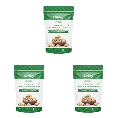 Image of Farmley Premium Pistachios Whole Shelled Pista Dry Fruits Pack (200g (Pack of 3), Roasted Salted Pistachio)
