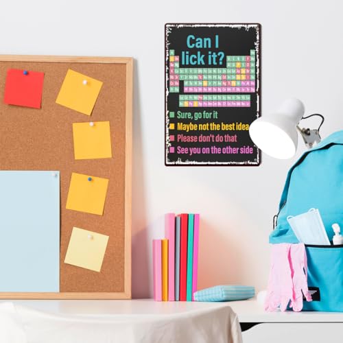 Image of Funny Periodic Table of Elements Wall Decor, Elements Chart for High Middle Science Chemistry Classroom Metal Tin Sign Decoration Science Class Teacher Gift 8 inch x 12 inch