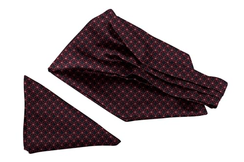 Image of BLACKSMITH Jacquard Microfiber Neckwear Ascot and Matching Pocket Square Set for Men