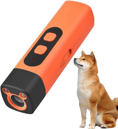 GINGER TECH Ultrasonic Dog Repeller, 2-in-1 Handheld Dog Barking Training Device with LED Light, Rechargeable Indoor Outdoor Bark Deterrents Control for Small, Medium & Large Dogs