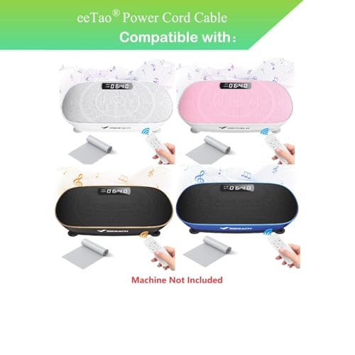 eeTao 3-Prong AC Power Cord Compatible with MERACH MR-2398 MR2398 Vibration Plate Exercise Machine Weight Loss & Shaping Body Workout Power Vibrate Fitness Platform Cable Charging