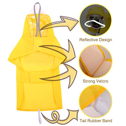 Pet Raincoat Packable Hooded Dog Rain Jacket Reflective Strips Lightweight Adjustable Poncho For Small Medium Large Dogs Yellow Xxl #TOP5