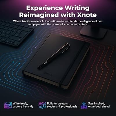 XNote Smart Pen & Notebook Starter Set AI-Powered Digital Note Taking, Real Paper Writing Syncs to App, Bluetooth Smart Notebook, 17-Hr Battery, Official Bundle with 5 Ink Refills