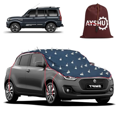 Image of AYSHU Water-Resistant Spike Car Cover for Mahindra Scorpio Classic - Protects from Dogs, Monkeys, Dust, Sunlight & UV - Full Roof Universal Fit