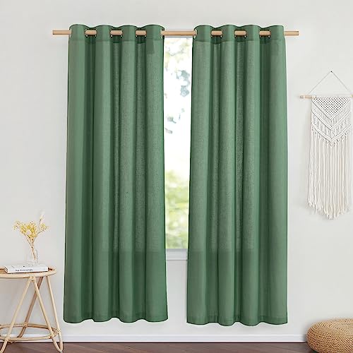 NICETOWN Thick Linen Blend Flax Window Curtains, Grommet Vertical Drapes Privacy Added with Light Through Window Treatment for Bedroom/Living Room, Ol