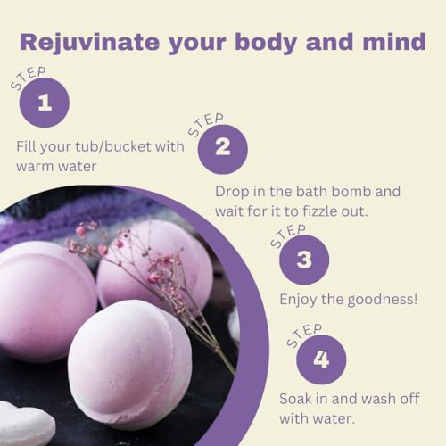 Image of Lavender Buds Bath Bombs for Bath Tub - Pack of 6-75g Each - Refreshing Hydrating Enchanting Aromatic Bath Bombs - Perfect Lavender-Fizzy Gift Set - Moisturizing Spa Experience