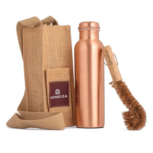 HOMEIZA Pure Copper Water Bottle for Drinking Water, 34 Oz