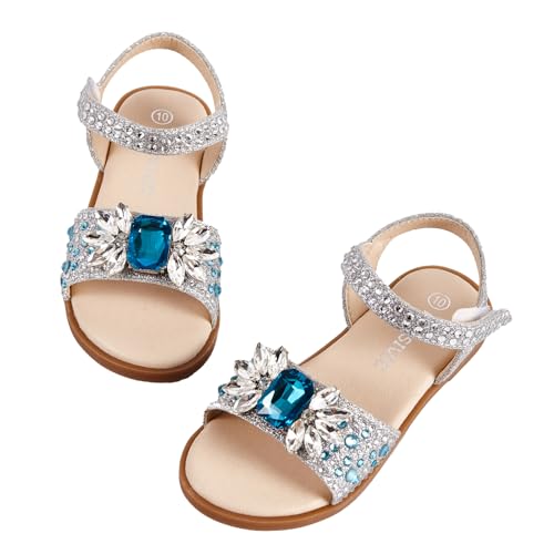 Girls Sandals Open Toe Flat Sandals Rhinestone Summer Dress Shoes Toddler/Little Kid/Big Kid