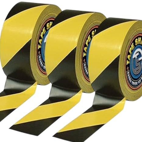 Pro Home Hazard Tape Warning Barrier Tape black and yellow 50mmx33m Strong Adhesive Safety Floor Marking Caution Warning Social Distancing Tape Indoor/Outdoor All-Weather (3, 50mmx33m)