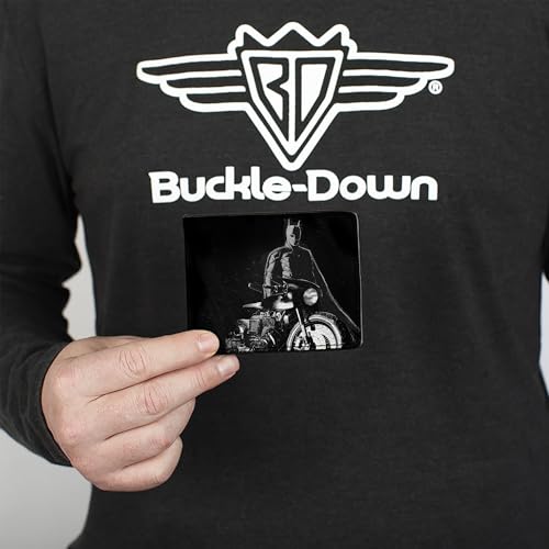 DC Comics Wallet, Bifold, The Batman and Batcycle Pose Black White, Vegan Leather3