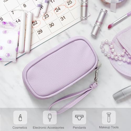 Image of Portable Tampon Storage Bag,Tampon Holder for Purse, Small Organizer Bag with Handle, PU Period Pouch, Small Case for Feminine Products with Zipper Period Bags for Women