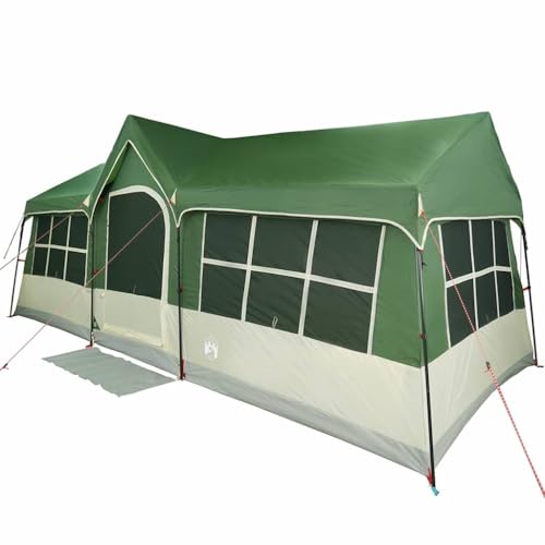 vidaXL Zelte mit Dach Grün 622 x 295 x 238 cm Polyester, Garten und Terrasse, Moderne, Faltbare Campingunterkunft, praktisches Zelt für Abenteuer, Familienausflüge