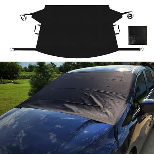 Image of Car Windshield Cover for Ice and Snow, Frost Guard Windshield Cover, Car Windshield Snow Cover Winter Ice Sunshade Protector, Universal Car Exterior Accessories for Cars, Trucks, Vans (Front)
