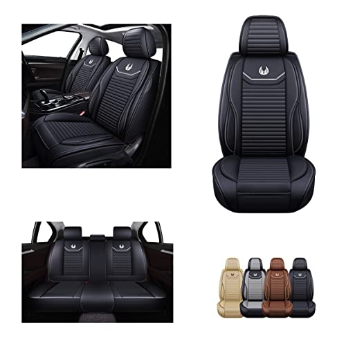 Oasis Auto Car Seat Covers Accessories Full Set Premium Nappa Leather Cushion Protector Universal Fit For Most Cars Suv Pick-Up Truck, Automotive Vehicle Auto Interior Décor (Od-008 Black) #TOP26