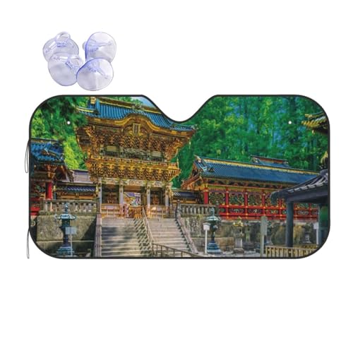 人気日光東照宮 陽明門 キャラクター かわいい 車用サンシェード フロントカバー 日よけ 遮熱 遮光 断熱 防熱 夏用 折りたたみ カーズ 車 サンシェード 車用 日除け フロントサンシェード 軽自動車 簡単取り付け S