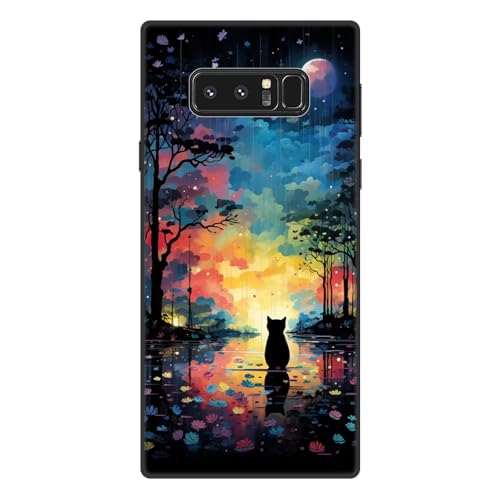 Sinyunron Funda Compatible con Samsung Galaxy Note 8 Carcasa de Protección de Silicona,Delgado Suave Anti-Choques y Anti-arañazos TPU Protectora Caso con Moda Estética Patrón Dibujos-Gatito-B