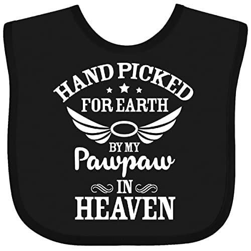 inktastic Handpicked for Earth By My Pawpaw in Heaven with Angel Wings Baby Bib Black 372aa