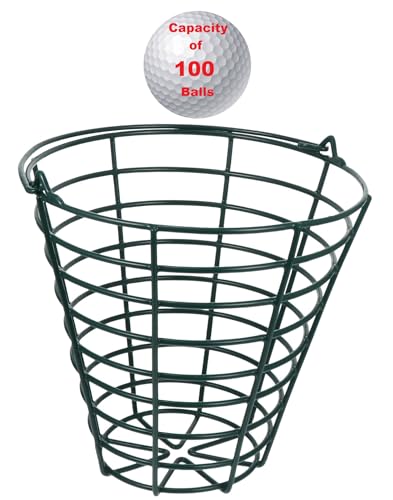 Main Products Metal Range Golf Ball Baskets with Handle, Golf Ball Storage Bucket, Holds 100 Golf Balls (Golf Balls Not Included)