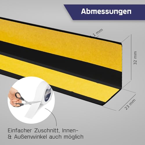 HOLZBRINK Weichsockelleiste selbstklebend PVC 32x23mm, 5 m | Küchenleiste Arbeitsplatte | Abschlussleiste selbstklebend für Badezimmer | Farbe: Schwarz