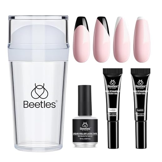 beetles Gel Polish Ferramenta De Ponta Francesa Beetles: Kit Unhas Silicone Com Carimbo Em Longo, Protetor Cutícula Removível E Esmalte Carimbo, Lâmpada Led Uv Imersão, Presentes Para Manicure Femin