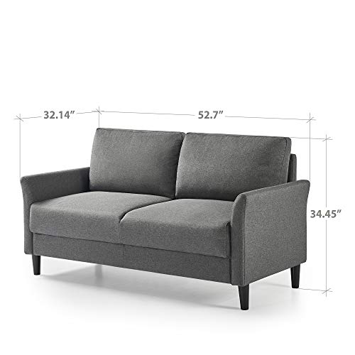 Image of ZINUS Jackie Loveseat Sofa, Easy, Tool-Free Assembly, Dark Grey
