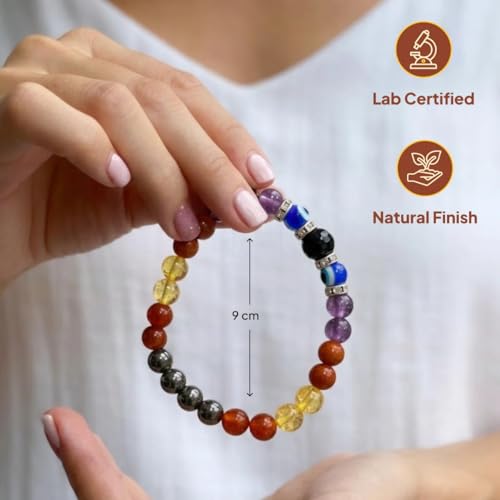 Image of Mesh (Aries) Rashi Bracelet | Hematite, Carnelian, Citrine, Red Jasper, Amethyst, Evil Eye | Mars Bracelet For Courage, Leadership, Focus & Financial Confidence | For Men & Women