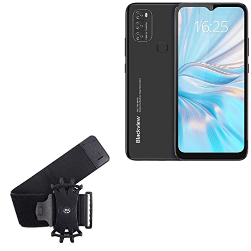 BoxWave Holster Compatible with Blackview A70 - ActiveStretch Sport Armband, Adjustable Armband for Workout and Running - Jet Black