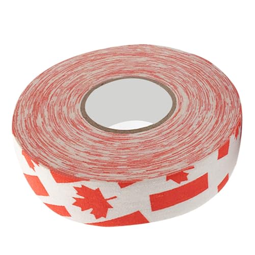 Yuecoom 2.5cmx25m Hockey Protective Tape, Patterned Hockey Tape, Sport Safety Badminton Pole Pads Hockey Stick Tapes (2PCS red Maple)