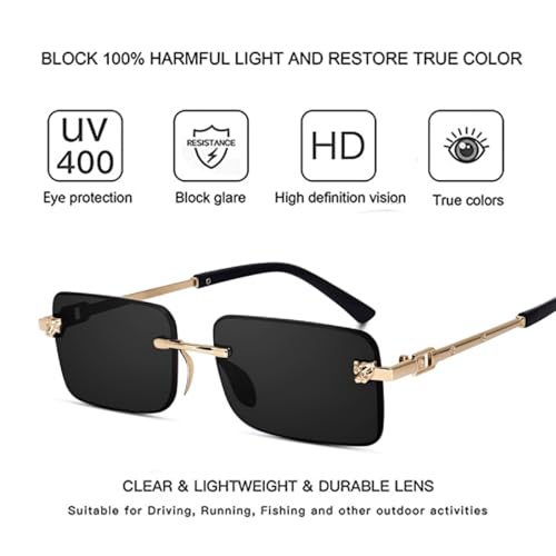 Image of IFLASH UV Protected Retro Rectangular Rimless Sunglasses for Men and Women
