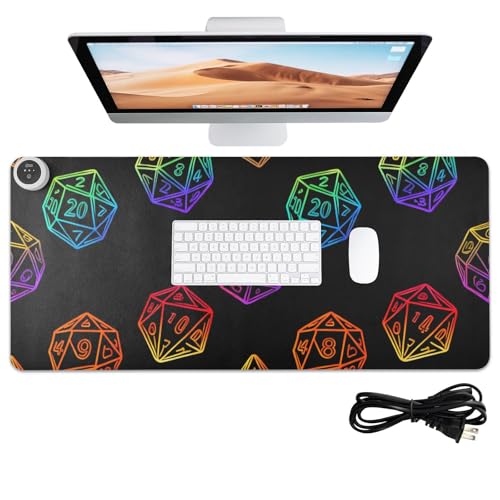 Tapis de souris chauffant grand format en cuir pour ordinateur de bureau