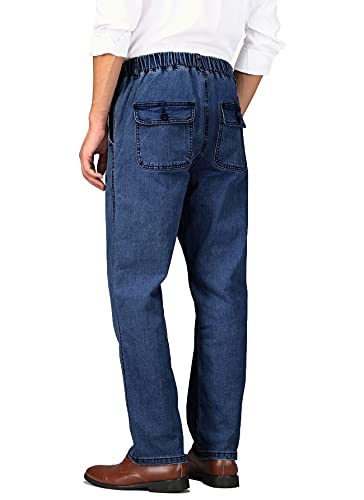 Soojun Mens Casual Loose Fit Elastic Waist Jeans Denim Pants4