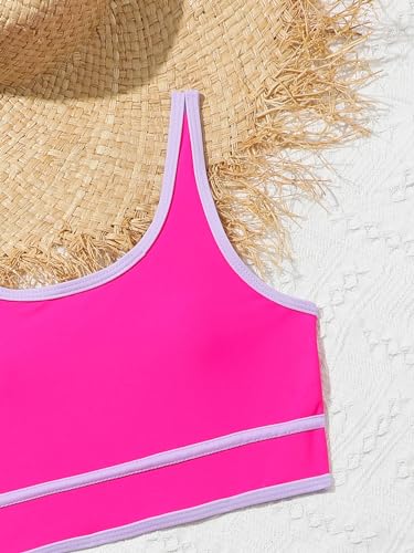 Image of Girls Swimsuits 3 Piece Bathing Suit Bikini Set with Sporty Shorts and Sunglasses Beach Swimwear for Girl 8-15 Years