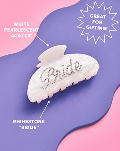 Pinza para cabello acrílica blanca con logo bride miniatura 3