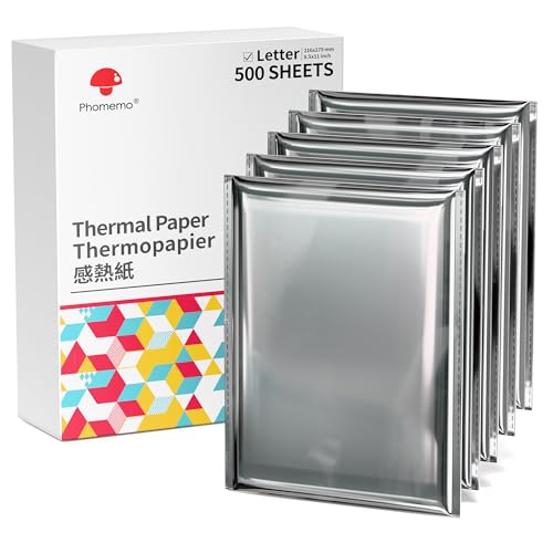 Image of Phomemo Thermal Printer Paper 8.5 inch x 11 inch Compatible with M08F-Letter, A285M, M832, M832D, M834 Inkless Portable Printer, Advanced Thermal Printing, Thermal Paper 8.5 inch x 11 inch, 500 pcs