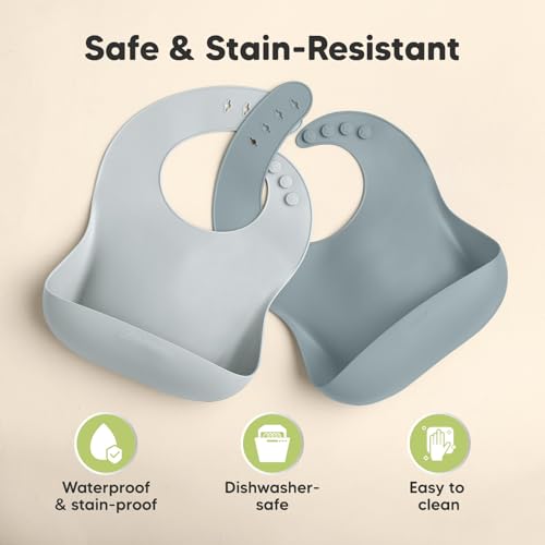 Image of KeaBabies 2-Pack Silicone Bibs for Babies, Toddlers Girl, Boy (Alps)