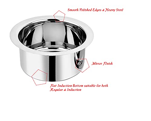 Image of BLeaf Stainless Steel-Flat Bottom Tope with Lid /Heavy Guage Tope with Lid (Pack of 5) (0.5L, 1L, 1.5L, 2L, 2.5L)