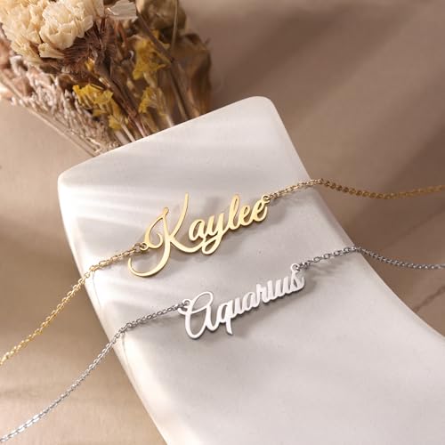 Custom Name Necklace Personalized 18K Gold Plated or Sterling Silver Name Necklace with Heart Customized Name Plate Necklace Pendant Jewelry Gifts for Women3