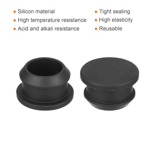 Image of MECCANIXITY Silicone Snap in Locking Hole Plugs,Rubber Panel Seal Cover Flush Type Panel Round for Kitchen Rubber Bulkheads Waterproof Sealing Plugs 18mm /0.71 Inch Diameter Black,Pack of 4