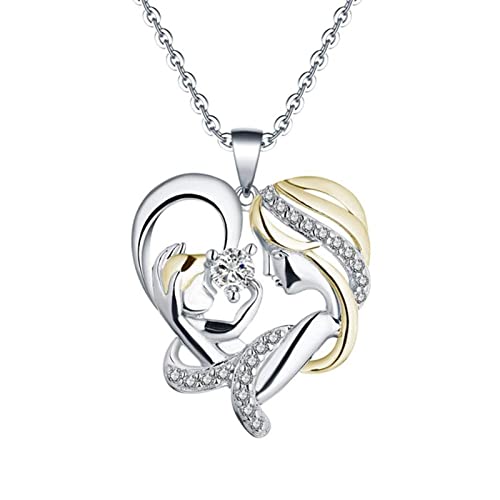 Collier 18K Coeur mère enfant anti-allergie qui ne noircit jamais