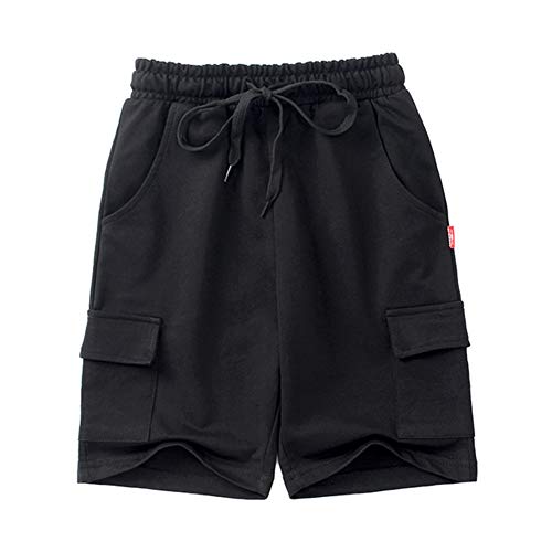 Kids4ever Short en Jersey léger pour Enfant avec Poches latérales Taille réglable 5-12 Ans - Noir - 13-14 Ans Cover