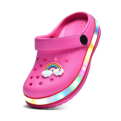 Image of XPKWS Toddler Kids Clogs Boys Girls LED Garden Shoes Light up Sandals Slip on Quick Dry Beach Slippers