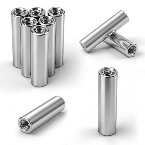 Lot de 10 manchons filetés en acier inoxydable 304 M5 × 30 mm, manchons filetés ronds, manchons de connexion ronds en acier inoxydable V2A, écrous de connexion, écrous d'écartement, écrous filetés