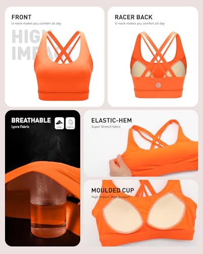 Image of RUNNING GIRL High Impact Sports Bra for Women,Criss-Cross Back Top with Moulded Cups Womens Sports Bra High Support
