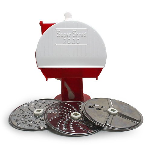 Rigamonti Super Shred 2000 grattugia Verticale con manovella. 3 Lame per 5 Tagli Diversi. Grattugia Formaggio, Verdure o Frutta. per Uso Domestico o Professionale.