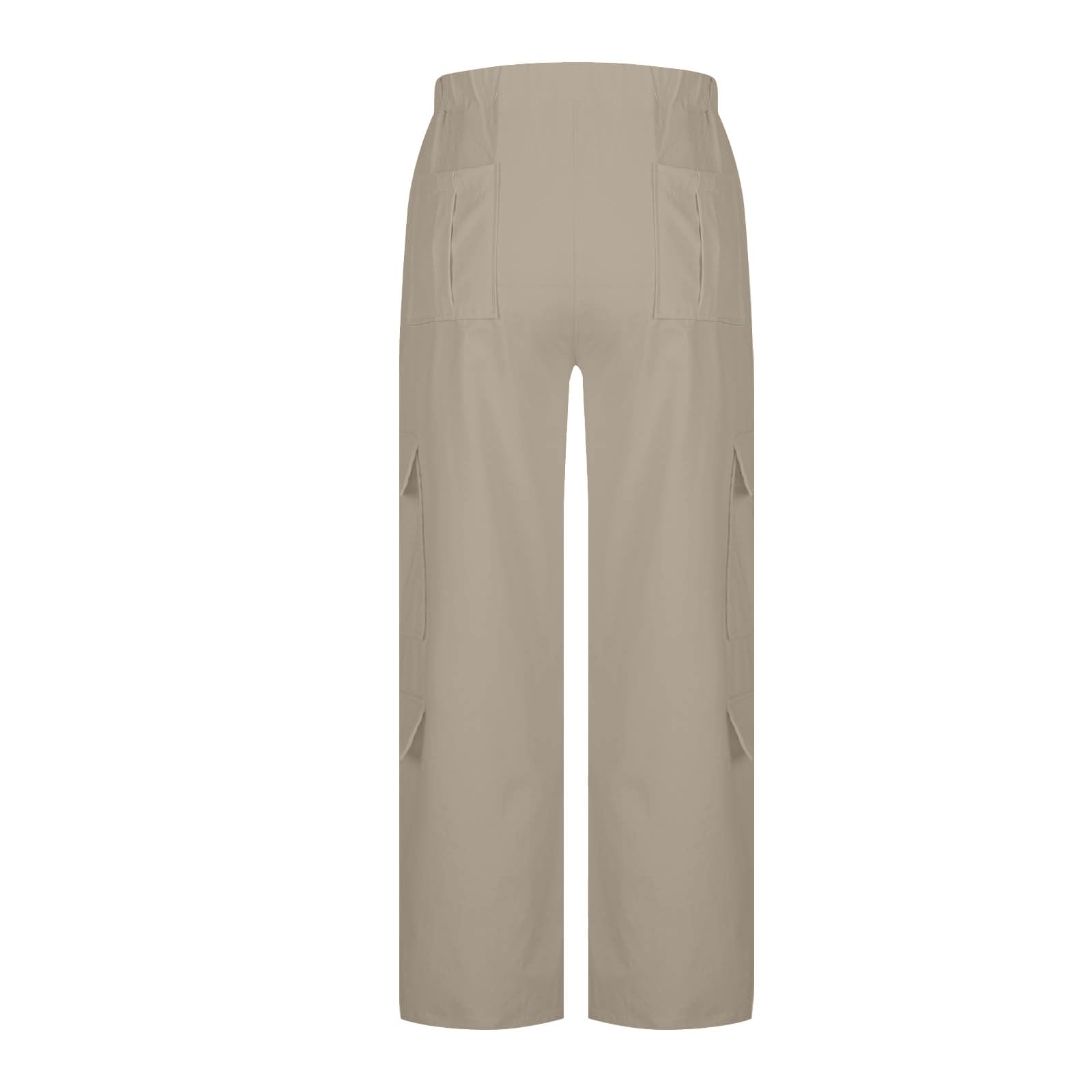 DGZTWLL - Pantalones cargo casuales de lino para mujer, cintura alta, holgados, pantalones de senderismo, estilo urbano, cómodos para el trabajo diario y atuendos casuales