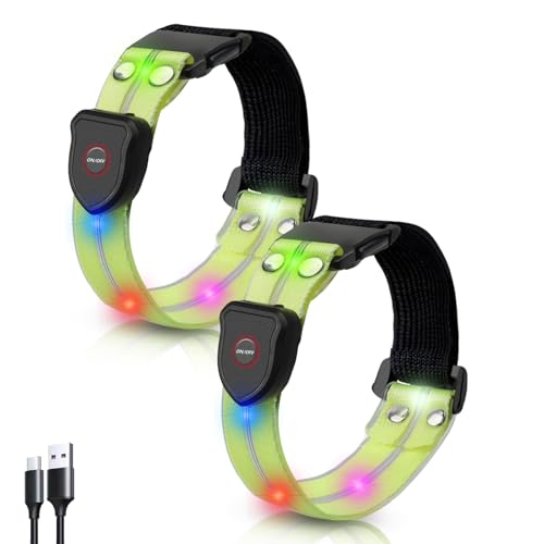 Taximi LED Armband Aufladbar - 2 Stück Reflektoren Laufen Litch Leuchtarmband Kinder Blinklicht Nacht Sicherheitslicht für Jogging Bergsteigen Hundewandern