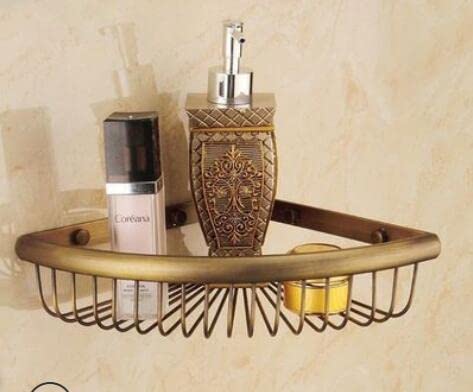 Vintage Brass Bathroom Corner Shower Shelf with Draining Rack Wall Mounted Shampoo nizer for Bathroom Accessories Rustproof and Durable Cosmetic Skin Product nizer Shelf 1 Layer Shelf Design