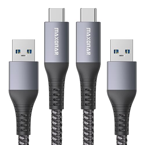 Maxonar Câble charge USB C 2 pièces,données 10Gbit/s Câble de voiture USB A Android QC3.0 Câble de transfert de données à charge rapide 3.1A pour...
