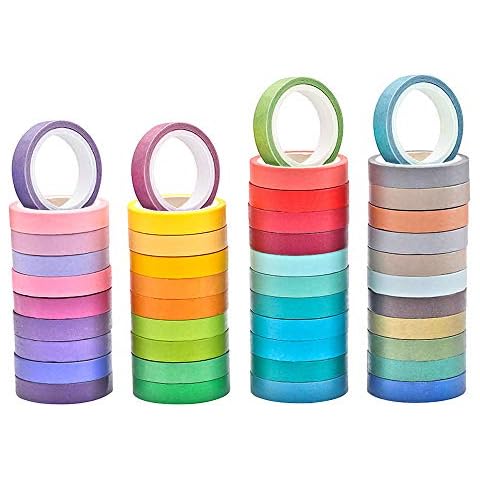 FYSL 40 Rolls Washi Masking Tape Set,Coloured Masking Tape,Arts and Crafts Paper Tape for DIY Craft Scrapbooking Gift Wrapping Cover